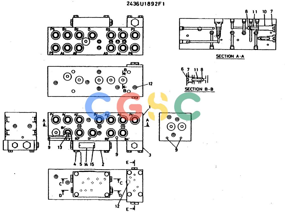 神钢零件查询(MD400LC) - EXCAVATOR BTW YS0101 - YS0200 (1/80-12/06) (09-043) - VALVE ASSY, SHUTTLE/ P.N. 2436U1892F1 Kobelco