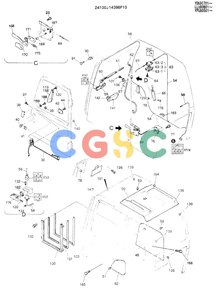 神钢零件查询(MD240C) - EXCAVATOR ASN LLU00601 (1/80-12/06) (02-002[02]) - CAB ASSY Kobelco