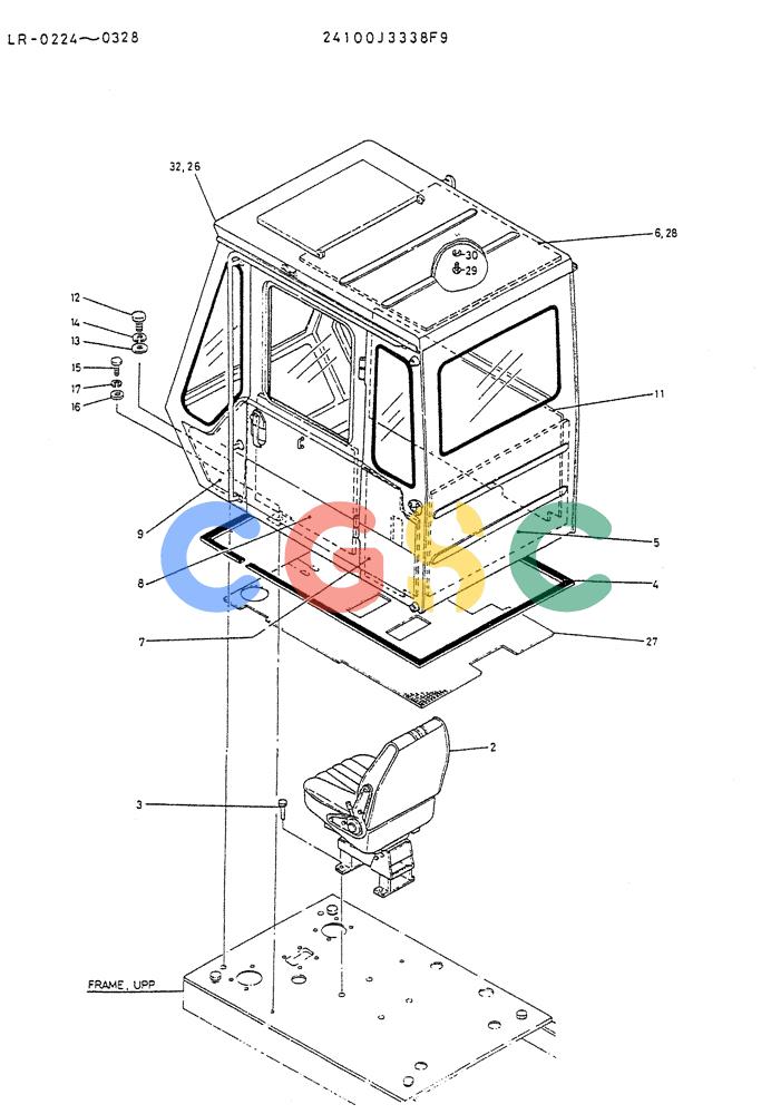 神钢零件查询(K914) - EXCAVATOR ASN LR-0143 (1/79-12/03) (02-002) - INSTAL, CAB (FOR AUSTRALIA, NEW ZEALAND) P/N 24100J3338F9 Kobelco