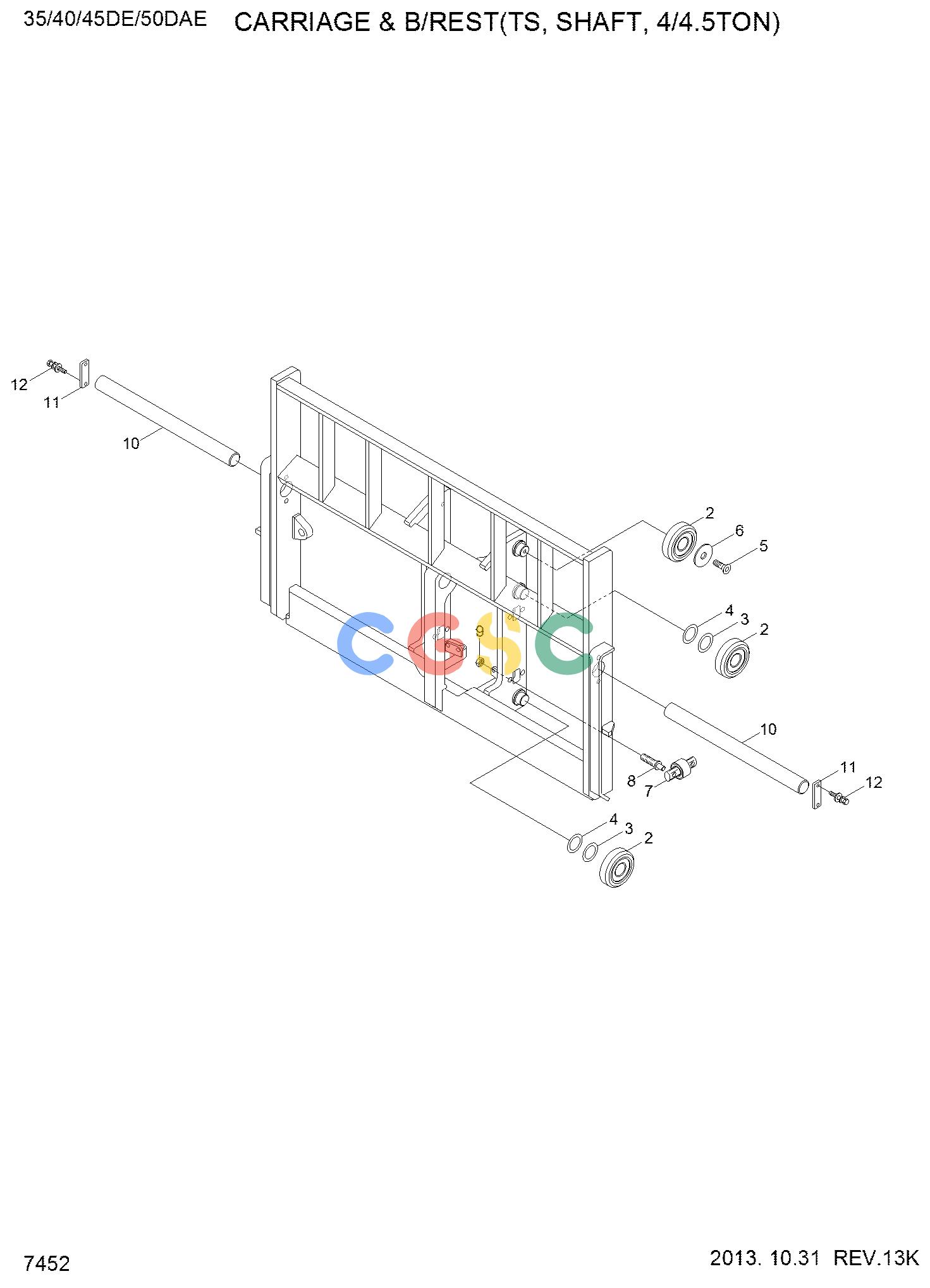 现代零件查询35/40/45DS/50DA-7E CARRIAGE & B/REST(TS,SHAFT, 4/4.5TON)EPC Hyundai 