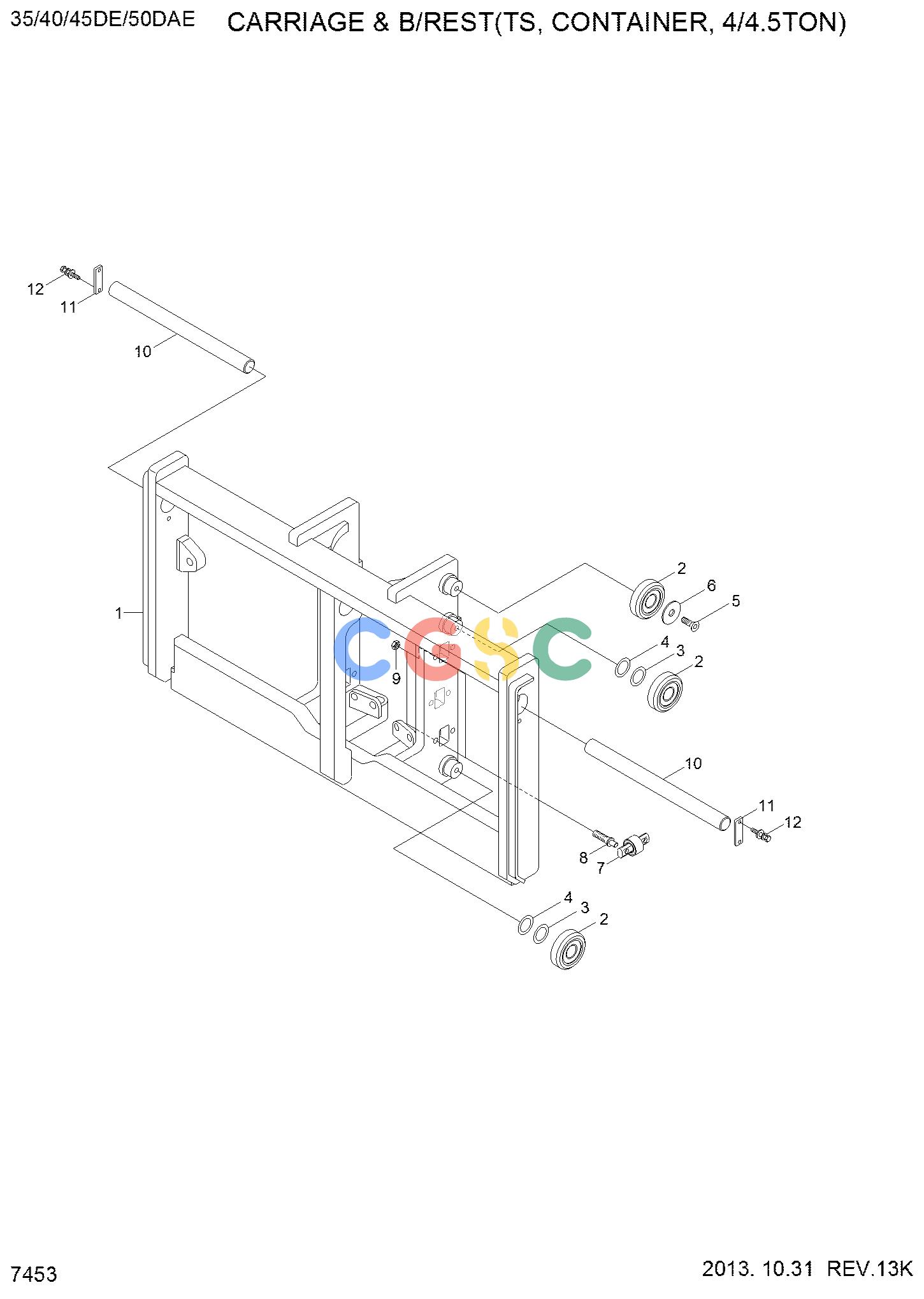 现代零件查询35/40/45DS/50DA-7E CARRIAGE & B/REST(TS,CONTAINER,4/4.5TON)EPC Hyundai 