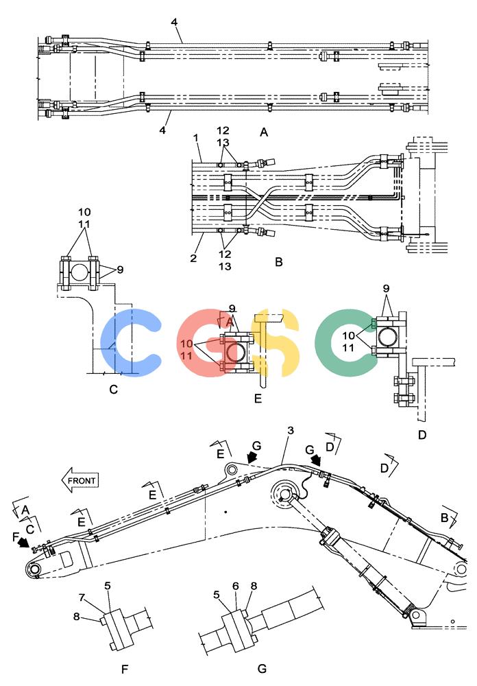 纽荷兰零件查询(E805) - CRAWLER EXCAVATOR TIER 3 (7/06-) (08-047-00[01]) - HYDRAULIC CIRCUIT - PICK HAMMER - BOOM (8.40 M) New Holland Constructuion