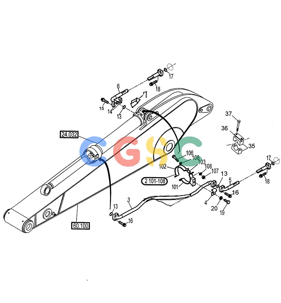 纽荷兰零件查询(EC350) - CRAWLER EXCAVATOR (2/00-) (61.032[002]) - HYDRAULIC SYSTEM STICK 3,9M (S/N 735039-735039) New Holland Constructuion