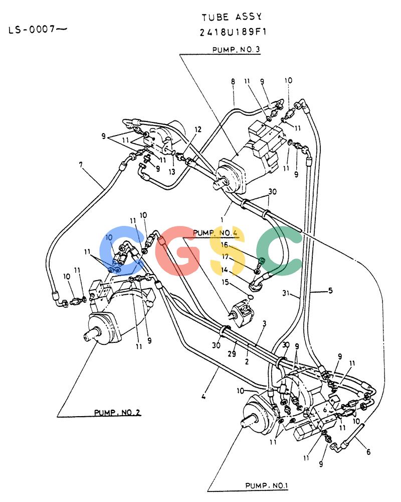 神钢零件查询(K916LC) - EXCAVATOR ASN YS0119 (1/87-12/03) (05-004) - TUBE ASSY Kobelco