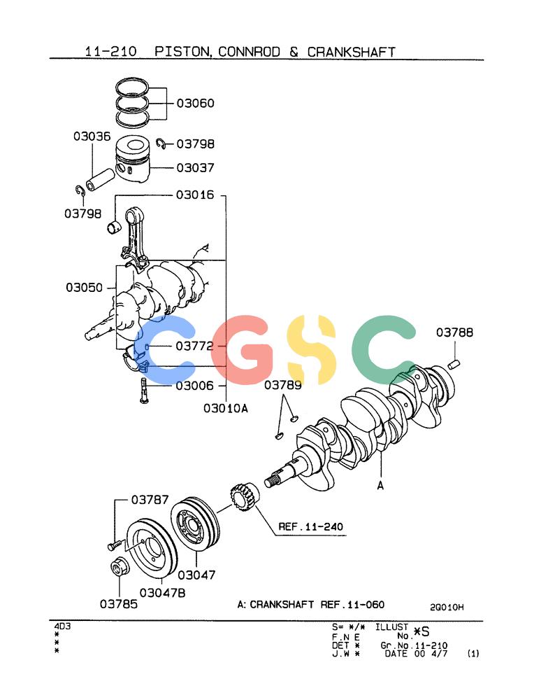 神钢零件查询(ED190LC-6E) - BLADE RUNNER EXCAVATOR/DOZER BTW YL03U0136 - YL03U0292 (1/05-12/06) (11-210) - PISTON, CONNROD AND CRANKSHAFT Kobelco