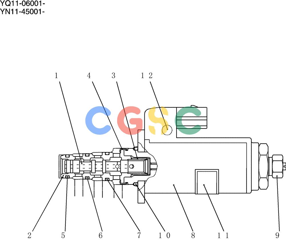 神钢零件查询(200-8) - EXCAVATOR S/N YN11-45001 - (1/06-12/09) (HC415-01-1) - VALVE ASSY, SOLENOID Kobelco