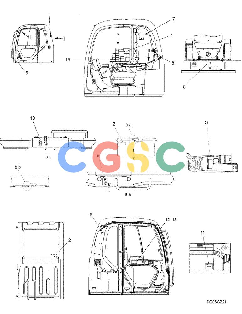 纽荷兰零件查询(E215B) - CRAWLER EXCAVATOR - TIER 3 (ROPS CAB) ASN NBDA21800 (6/13-) (06-008[01]) - NAME PLATE INSTALLATION (CAB WARNING W/PATTERN CHANGE) New Holland Constructuion