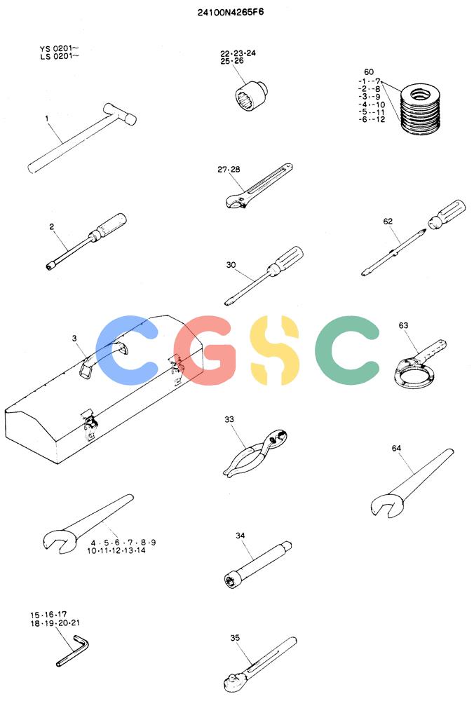 神钢零件查询(K916LC) - MARK II EXCAVTOR ASN YS0201 (1/89-12/03) (09-006) - TOOL ASSY Kobelco