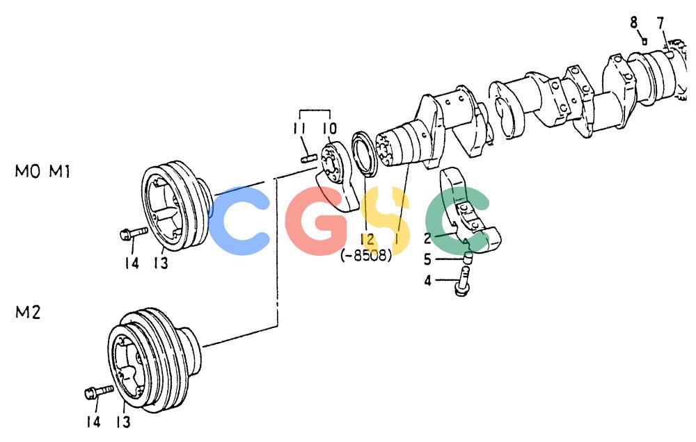 神钢零件查询(8DC9-T) - MITSUBISHI DIESEL ENGINE - K914 & K975 (1/79-12/06) (01-012) - CRANKSHAFT & PULLEY 020-300A Kobelco