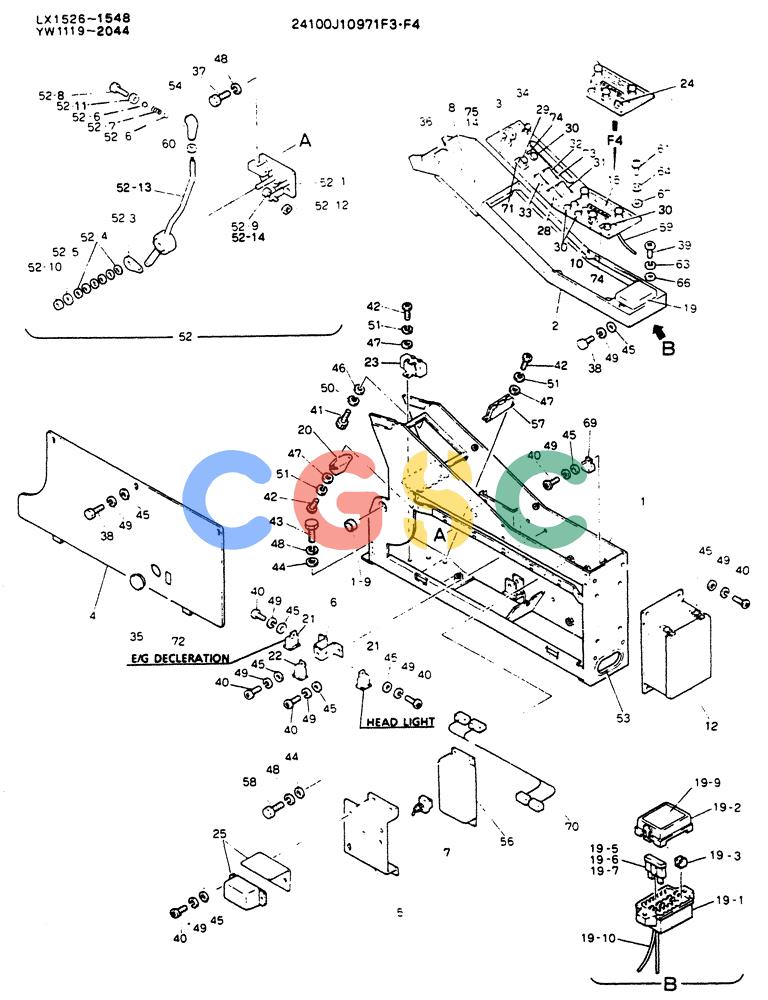 神钢零件查询(K904L) - MARK II EXCAVATOR ASN LX1526 (1/88-12/03) (05-012) - PANEL ASSY, INST, P/N 24100J10971F3 Kobelco