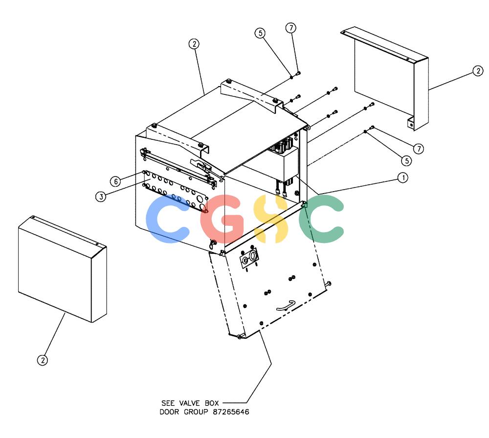 凯斯零件查询(FLX810) - FLEX-AIR APPLICATOR (10/03-8/09) (02-019) - VALVE BOX GROUP, DOUBLE BIN W/AUGER Case Agriculture