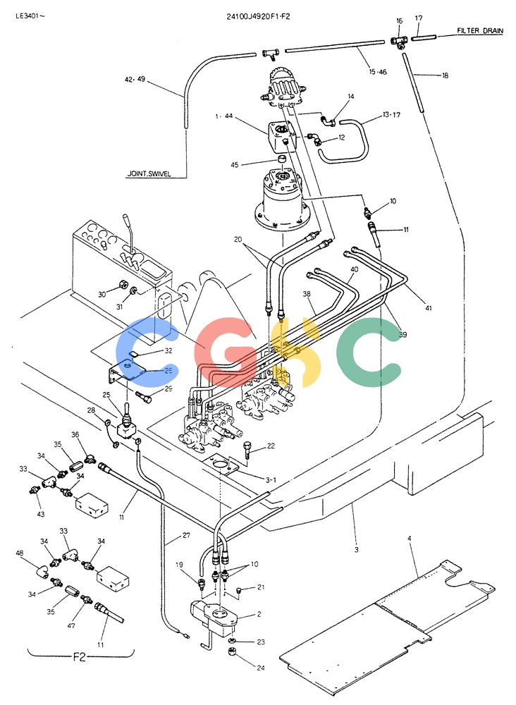 神钢零件查询(K903B) - EXCAVATOR ASN LE3401 (1/85-12/03) (04-007) - HYDR, LINES, BRAKE (FOR EXPORT) Kobelco