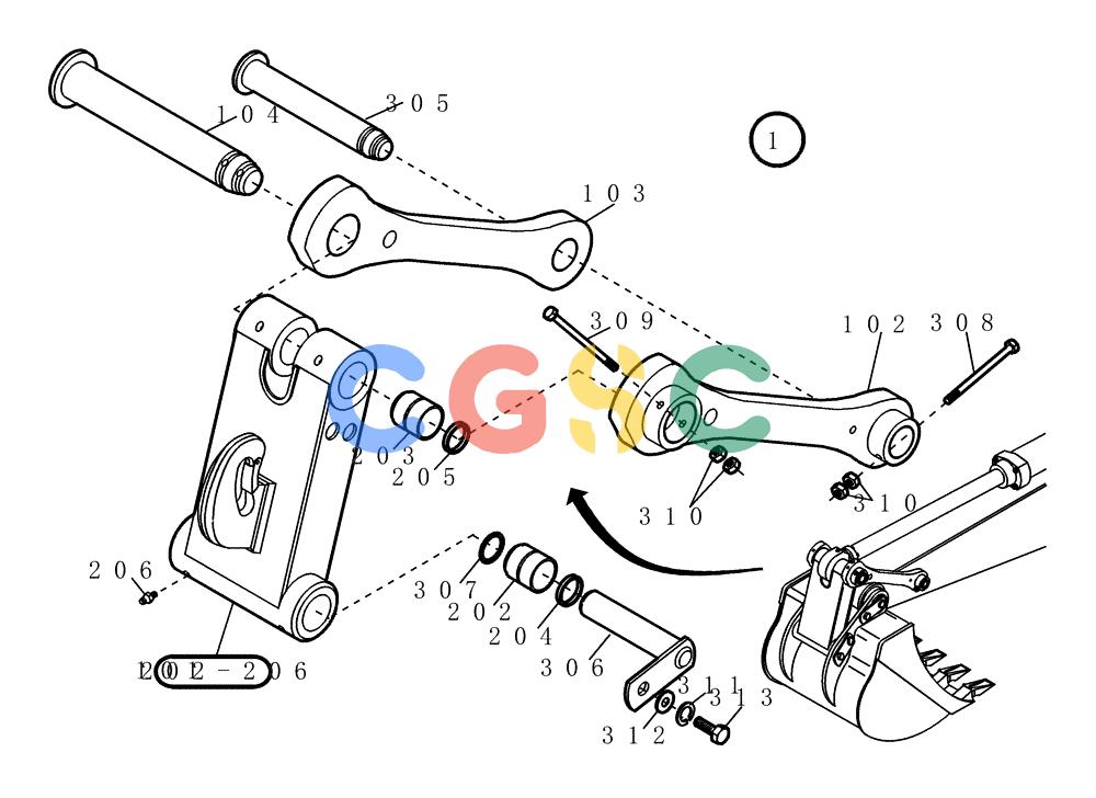 纽荷兰零件查询(EC215) - CRAWLER EXCAVATOR (11/99-) (62.010[001]) - TOGGLE/LINKAGE INSTALL.MATERIAL (S/N 721501-721633) New Holland Constructuion