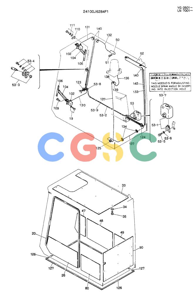 神钢零件查询(K907DLC) - EXCAVATOR ASN YG0501 (1/86-12/03) (02-003) - CAB ASSY Kobelco