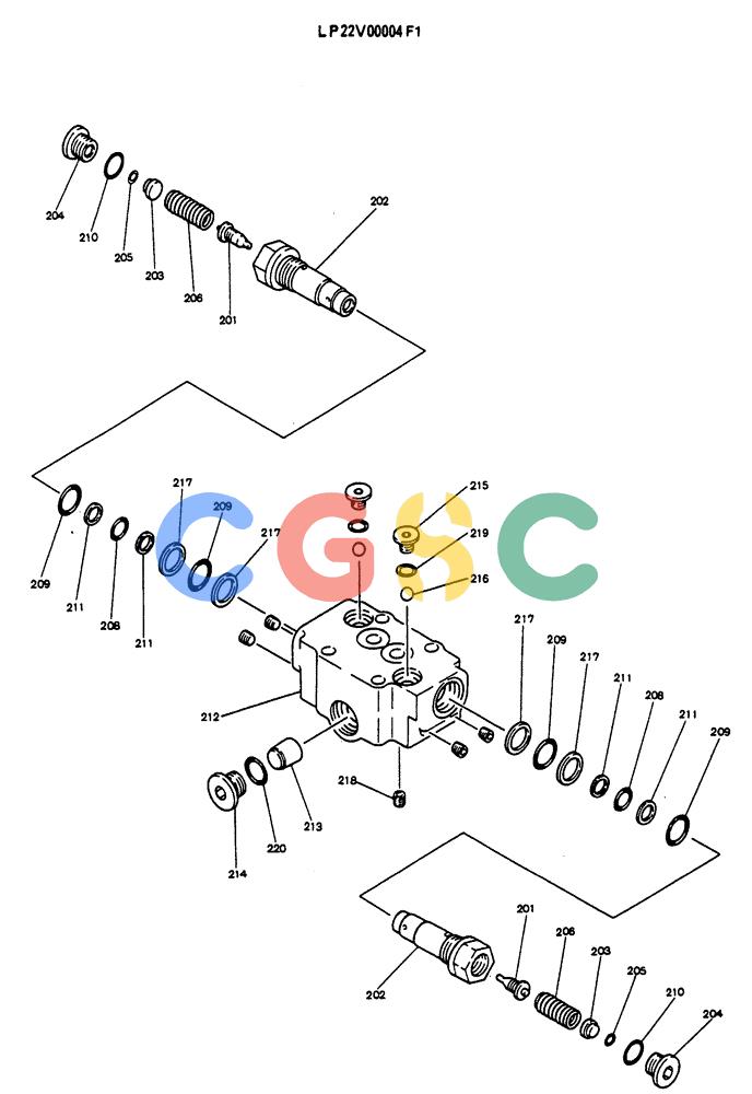 神钢零件查询(SK130LC) - EXCAVATOR BTW YPU1001 - YPU2000 (1/98-12/98) (12-020) - VALVE ASSY BRAKE Kobelco