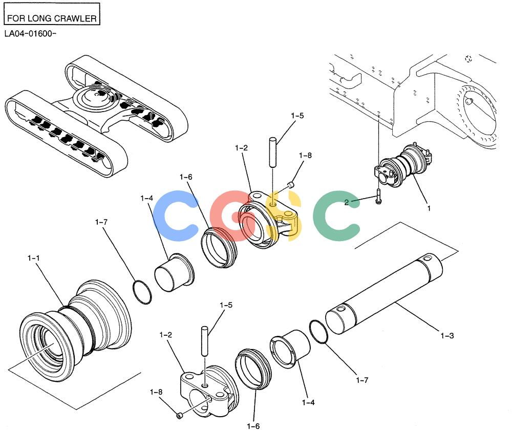 纽荷兰零件查询(E200SRLC) - CRAWLER EXCAVATOR BTW LA04-01506 - LA04-01625 (02-011) - ROLLER ASSY, TRACK (FOR LONG CRAWLER) New Holland Constructuion
