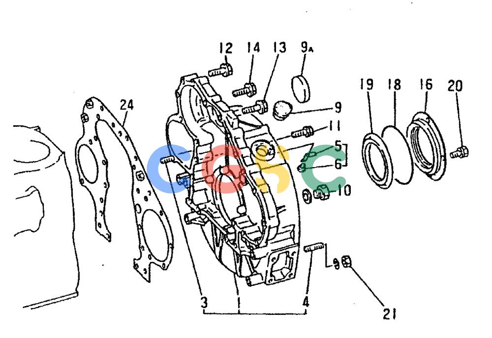 神钢零件查询(6D16-T) - MITSUBISHI DIESEL ENGINE - K909LC & MD240BLC (1/87-12/06) (01-008) - FLYWHEEL HOUSING P/N ME070731 Kobelco