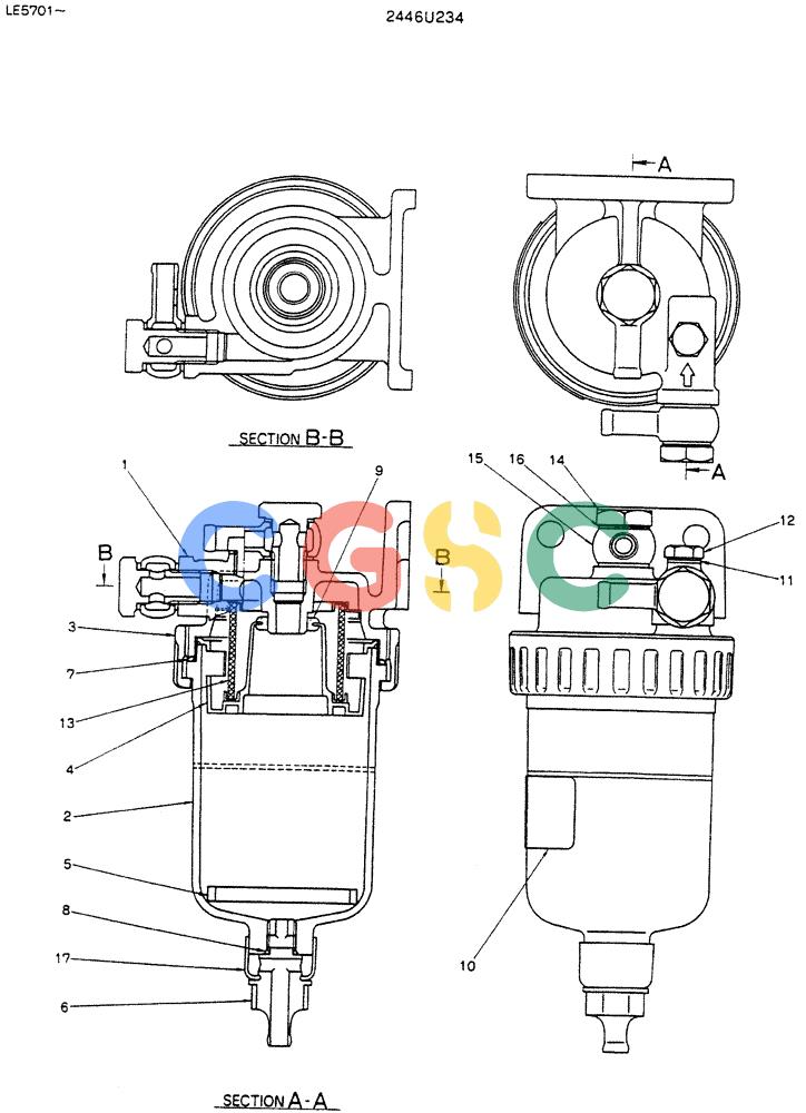 神钢零件查询(K903C) - EXCAVATOR ASN LE5701 (1/87-12/03) (04-009) - FILTER ASSY Kobelco