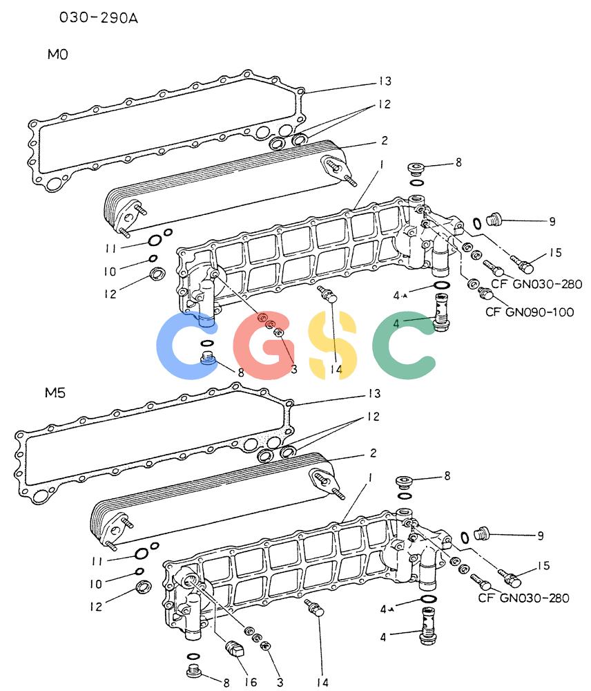 神钢零件查询(6D22CT) - MITSUBISHI DIESEL ENGINE - K909A, K910, K912 & K935 (1/76-12/06) (02-012) - OIL COOLER Kobelco