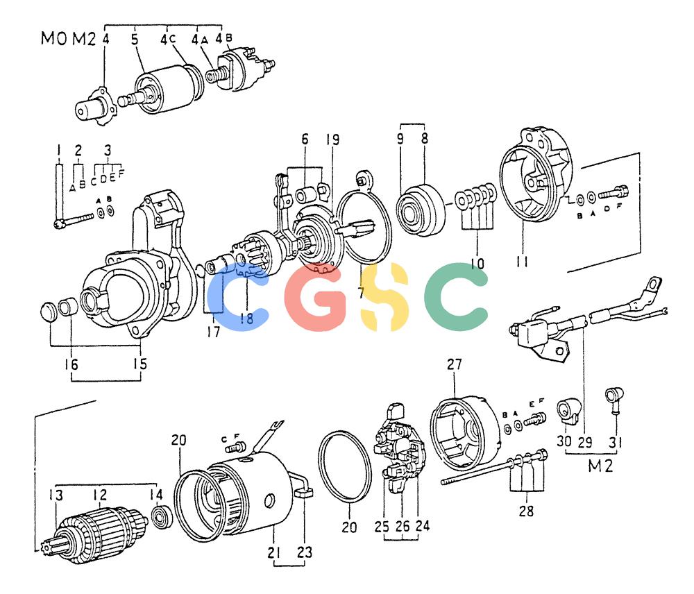 神钢零件查询(8DC9-T) - MITSUBISHI DIESEL ENGINE - K914 & K975 (1/79-12/06) (04-002[01]) - STARTER (INNER PARTS) Kobelco