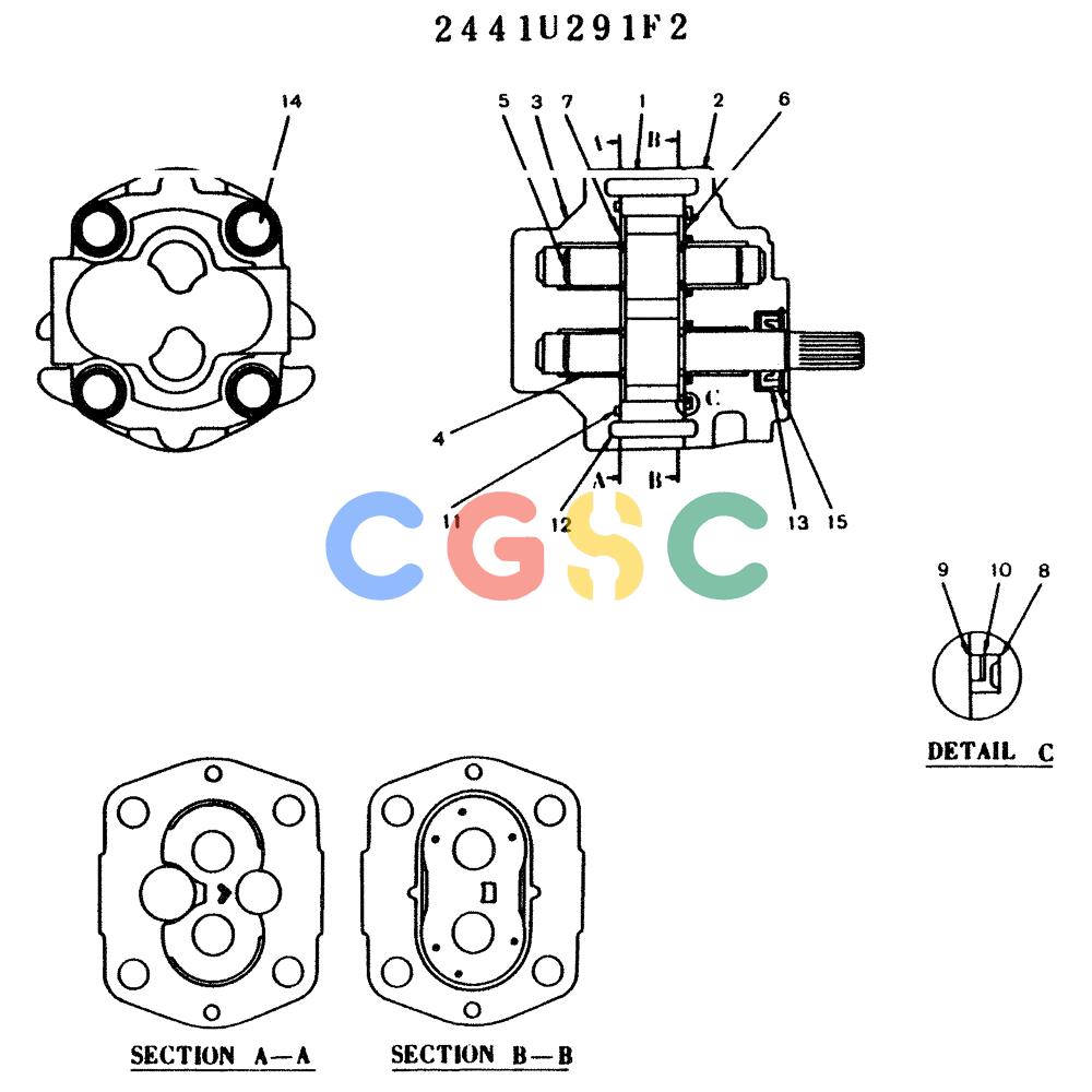 神钢零件查询(K904L) - MARK II EXCAVATOR ASN LX1526 (1/88-12/03) (11-057) - PUMP ASSY, GEAR Kobelco
