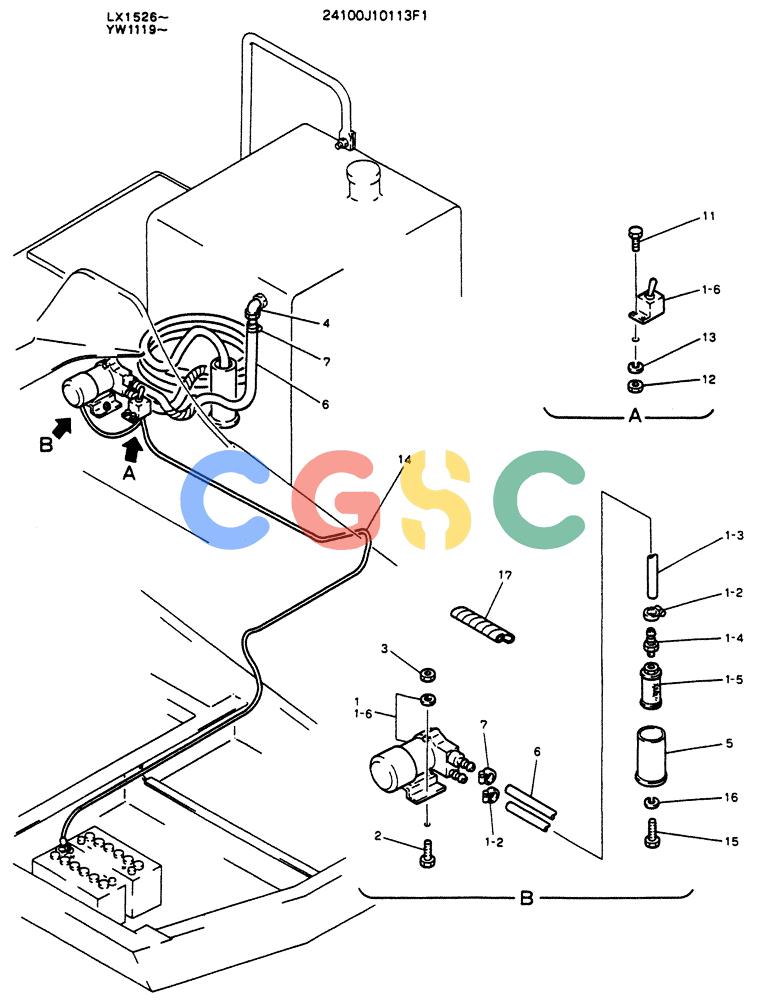 神钢零件查询(K904L) - MARK II EXCAVATOR ASN LX1526 (1/88-12/03) (08-001) - PUMP ASSY, FUEL Kobelco