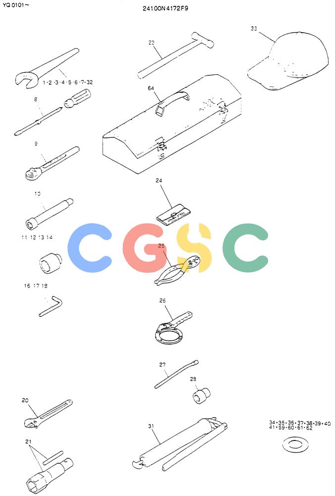 神钢零件查询(K907LC) - MARK II EXCAVATOR BTW YQ0101 - YQ0564 (1/87-12/03) (10-002) - TOOL ASSY Kobelco