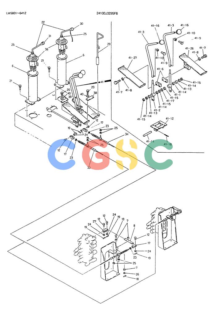 神钢零件查询(K904DL) - EXCAVATOR ASN LX1201 (1/84-12/03) (03-004) - CONTROL ASSY P/N24100J3295F2-F8 Kobelco