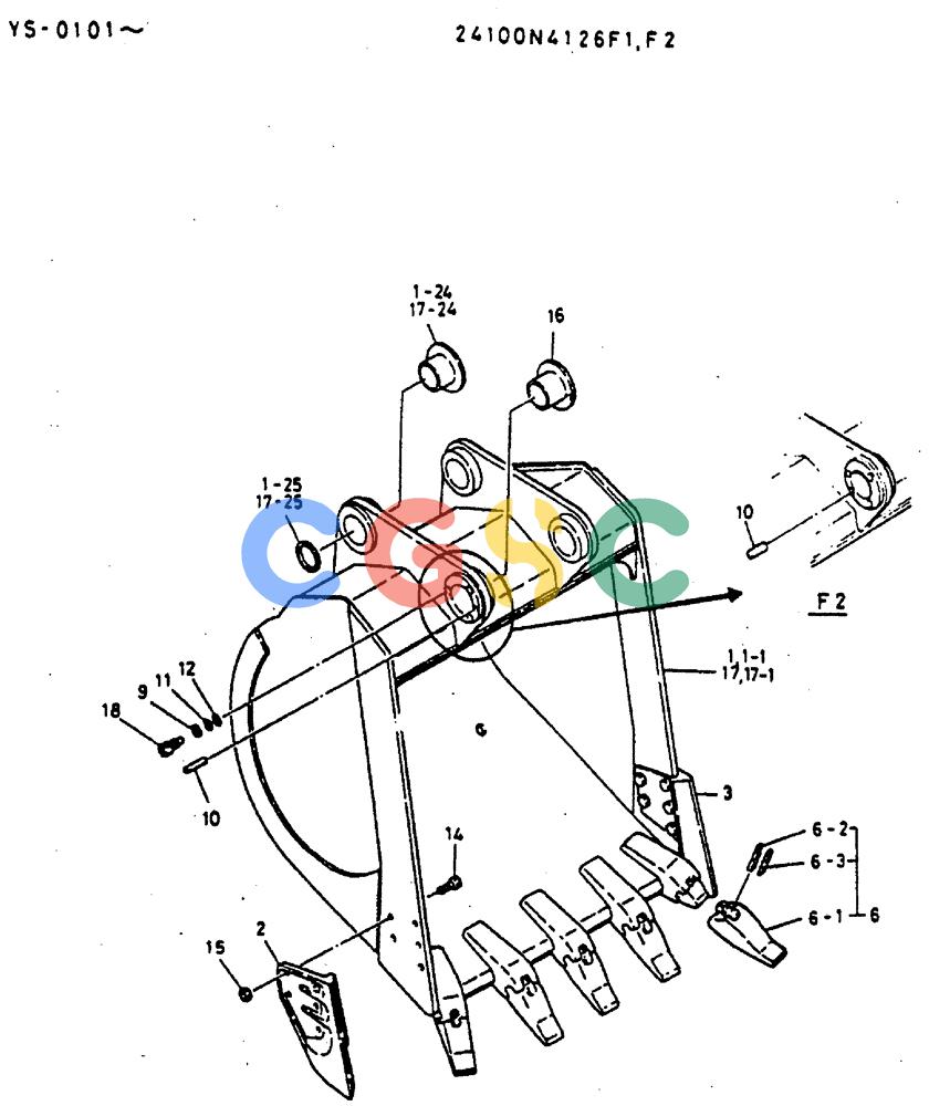 神钢零件查询(MD400LC) - EXCAVATOR BTW YS0101 - YS0200 (1/80-12/06) (07-008) - BUCKET ASSY, 2.09 CU YD Kobelco