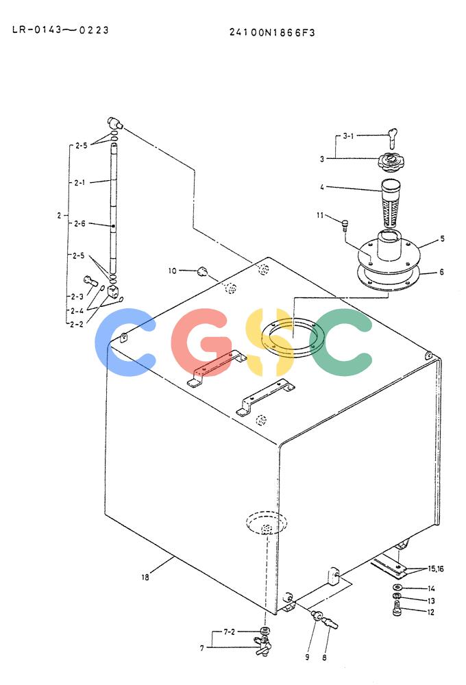 神钢零件查询(K914) - EXCAVATOR ASN LR-0143 (1/79-12/03) (01-013) - TANK ASSY, FUEL P/N 24100N1866F3 Kobelco