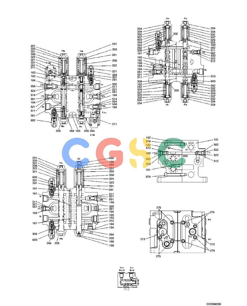 纽荷兰零件查询(E215) - CRAWLER EXCAVATOR (NA) - ASN N6DA21215 (1/06-) (08 -79[00]) - VALVE ASSEMBLY - CONTROL (YN30V00091F2), FIGURE 2 OF 2 New Holland Constructuion