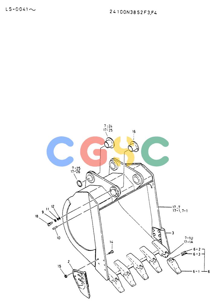 神钢零件查询(K916LC) - EXCAVATOR ASN YS0119 (1/87-12/03) (07-014) - BUCKET ASSY-PN 24100N3852F3 Kobelco