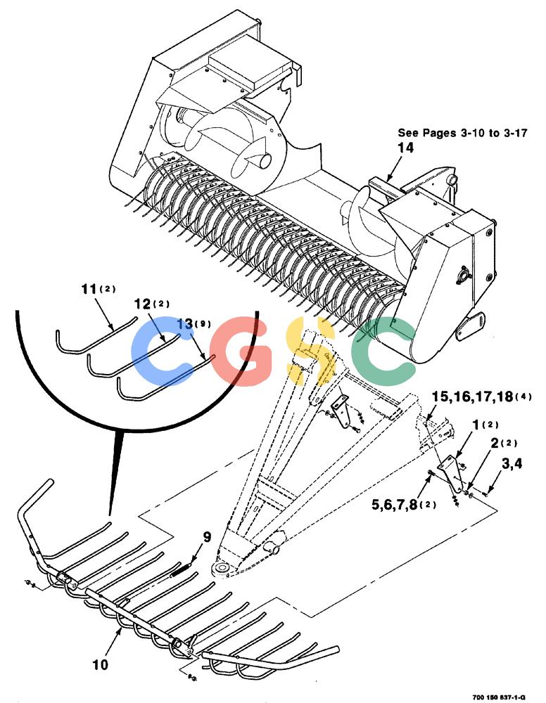 凯斯零件查询(8575) - CASE IH MID-SIZE RECTANGULAR BALER (NORTH AMERICA) (1/95-12/00) (03-002) - PICKUP (COMPLETE) AND WINDGUARD ASSEMBLY Case Agriculture