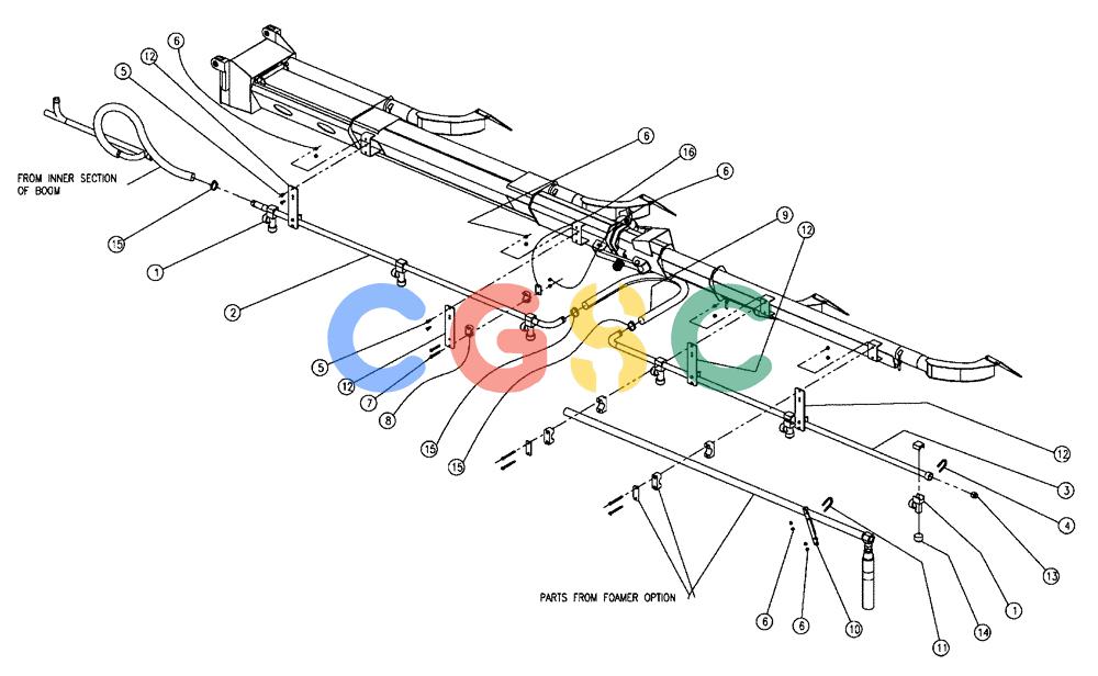 凯斯零件查询(438) - FLEX-AIR APPLICATOR - 2003 (3/03-10/03) (11-004) - BOOM PLUMBING, 2.5”, LH, OUTER, 70’ Case Agriculture