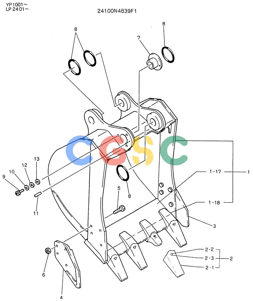 神钢零件查询(K905LC) - MARK II EXCAVATOR BTW YP1001 - YP1281 (1/87-12/03) (09-007) - BUCKET ASSY, 0.4M3 Kobelco