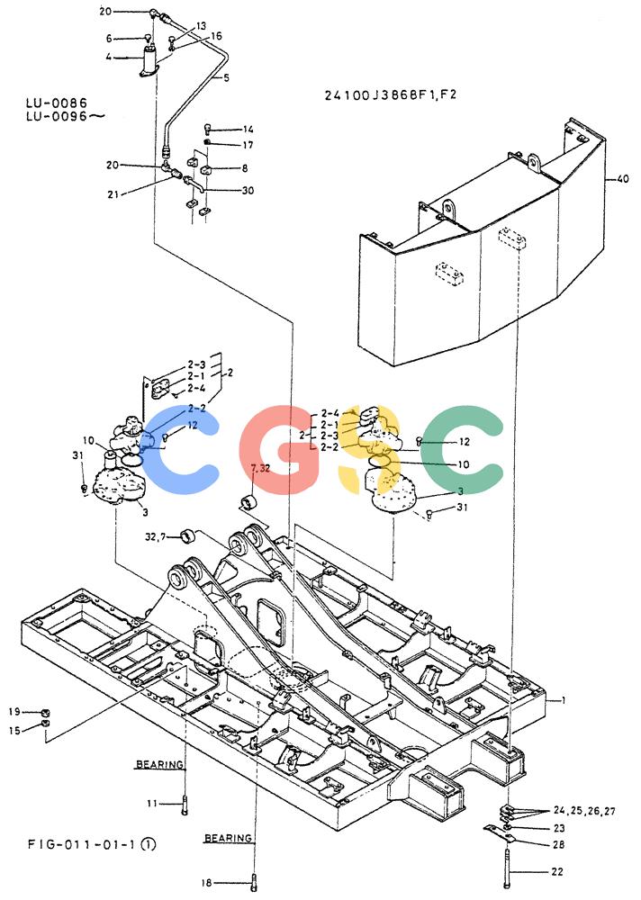 神钢零件查询(K935) - EXCAVATOR SUPPLEMENT ASN LU00154 (1/76-12/03) (01-001) - FRAME ASSY, UPP Kobelco
