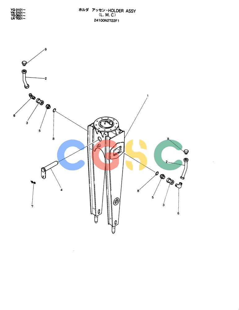 神钢零件查询(CLAMSHELL) - ATTACHMENT - SK200 EXCAVATORS (1/91-12/97) (363-61) - HOLDER ASSY 24100N2722F1 Kobelco