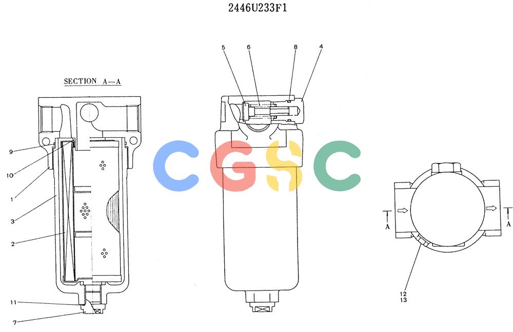 神钢零件查询(K905LC) - MARK II EXCAVATOR BTW YP1001 - YP1281 (1/87-12/03) (11-056) - FILTER ASSY Kobelco