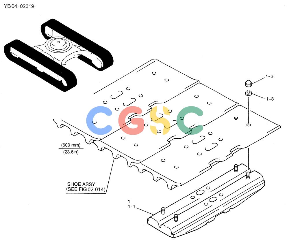 纽荷兰零件查询(E200SRLC) - CRAWLER EXCAVATOR BTW LA04-01506 - LA04-01625 (02-016) - SHOE ASSY New Holland Constructuion