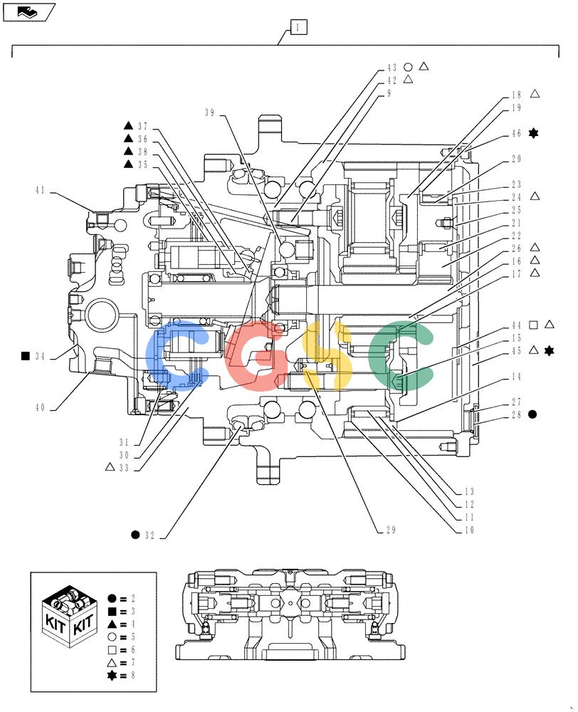 神钢零件查询(SK170 ACERA M-9) - CRAWLER EXCAVATOR - TIER 3 NON-REGULATED (1/12-12/13) (35.353.AD[05]) - TRAVEL MOTOR & REDUCTION GEAR, ASSY Kobelco