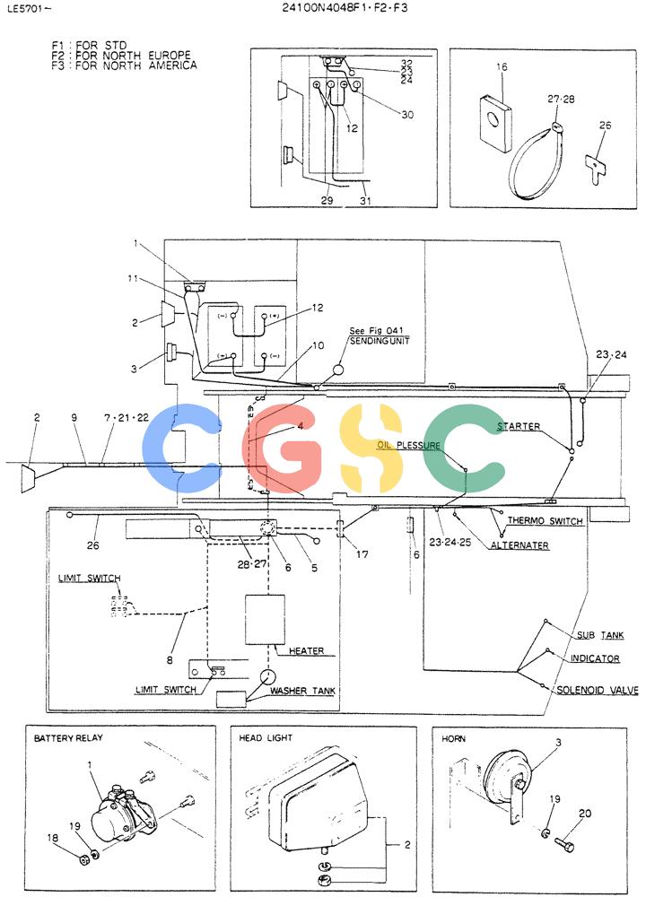 神钢零件查询(K903C) - EXCAVATOR ASN LE5701 (1/87-12/03) (04-018[01]) - WIRING ASSY, ELEC, P/N 24100N4048F1 Kobelco