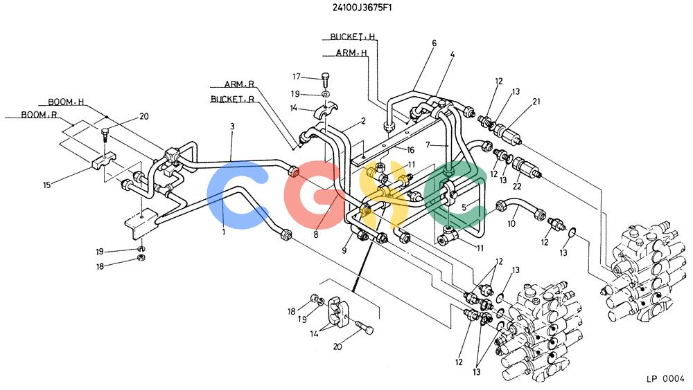 神钢零件查询(K905) - EXCAVATOR BTW LP0004 - LP0554 (1/82-12/03) (01-003) - HYDRAULIC LINES, UPPER Kobelco