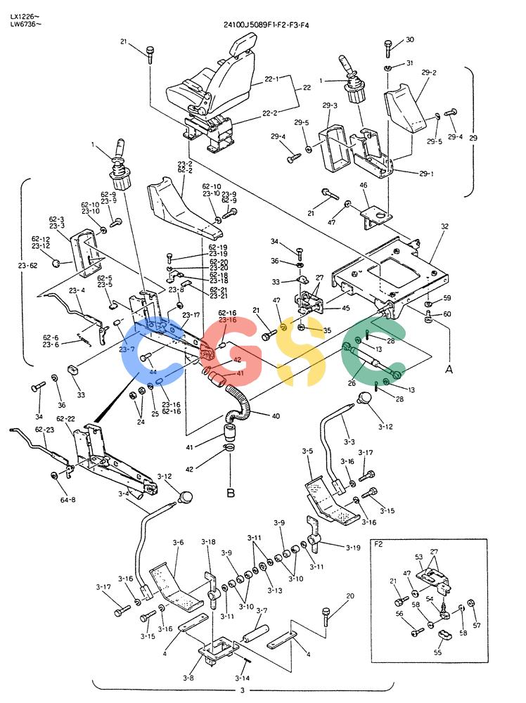 神钢零件查询(K904DL) - EXCAVATOR ASN LX1201 (1/84-12/03) (03-016[01]) - CONTROL ASSY (FOR EXPORT) P/N 24100J5089F1 Kobelco