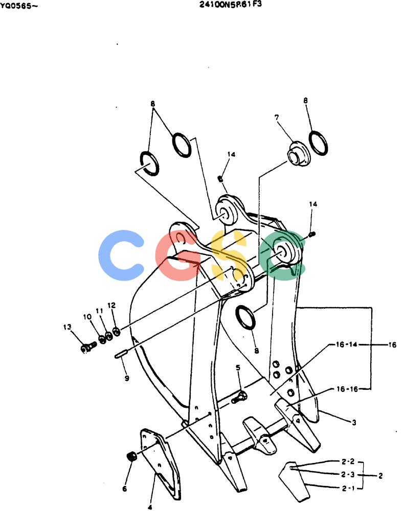 神钢零件查询(MD200BLC) - EXCAVATOR ASN YQ0565 (1/80-12/06) (09-003) - BUCKET ASSY, 0.45M Kobelco