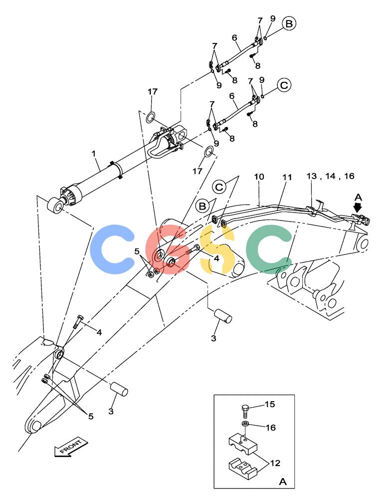 纽荷兰零件查询(E805) - CRAWLER EXCAVATOR TIER 3 (7/06-) (08-017-00[01]) - HYDRAULIC CIRCUIT - DIPPER CYLINDER - BOOM (8.40 M) - (WITHOUT VALVE, PRESSURE RELIEF) New Holland Constructuion