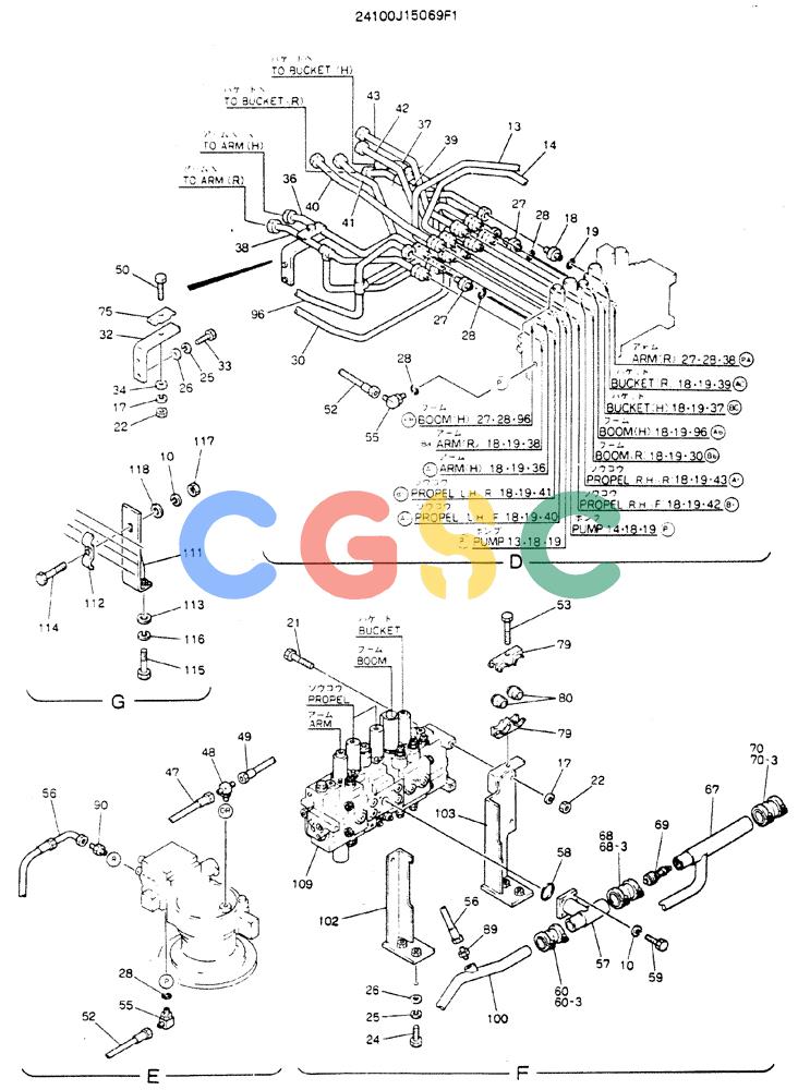 神钢零件查询(MD200C) - EXCAVATOR BTW YQU0701 - YQU2000 (1/80-12/06) (04-001[02]) - HYDR LINES. UPP Kobelco