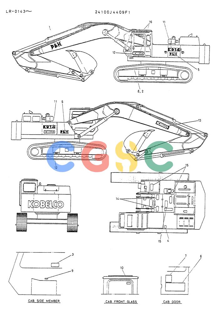 神钢零件查询(K914) - EXCAVATOR ASN LR-0143 (1/79-12/03) (09-006) - LABEL, NAME-PLATE P/N 24100J4409F1 Kobelco