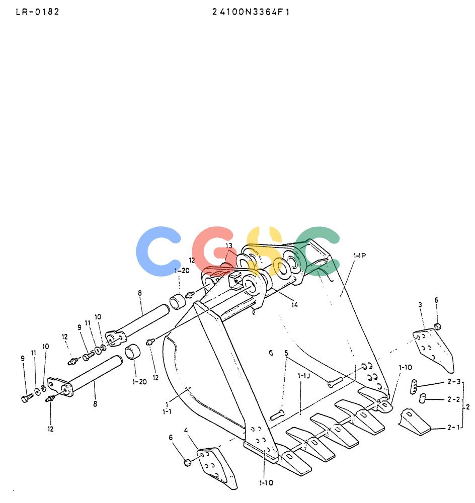 神钢零件查询(K914) - EXCAVATOR ASN LR-0143 (1/79-12/03) (08-012) - BUCKET ASSY 1.2M³ Kobelco