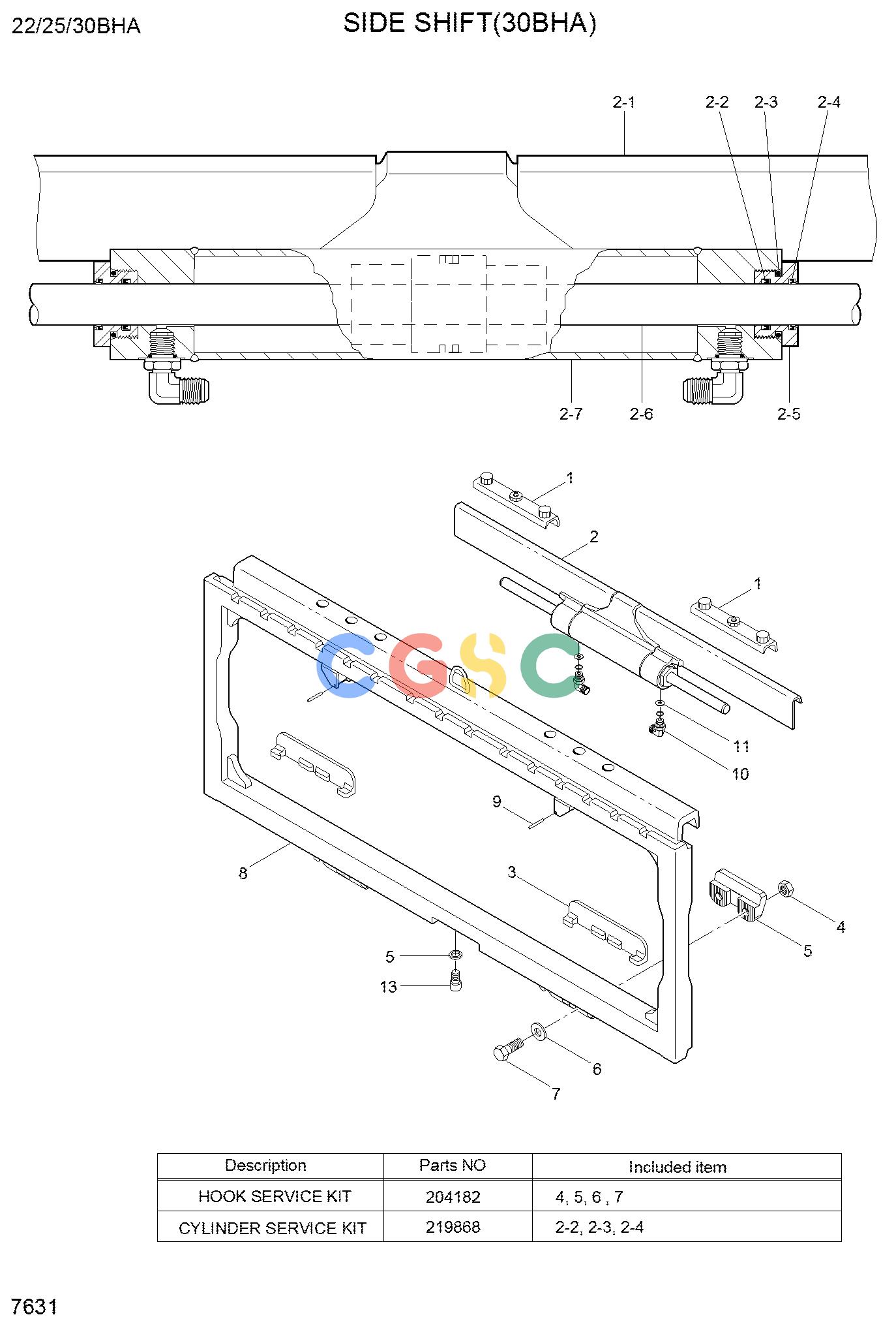 现代零件查询20/25/30/33D-7E SIDE SHIFT (CASCADE, 30D/33D-7E, OLD)EPC Hyundai 