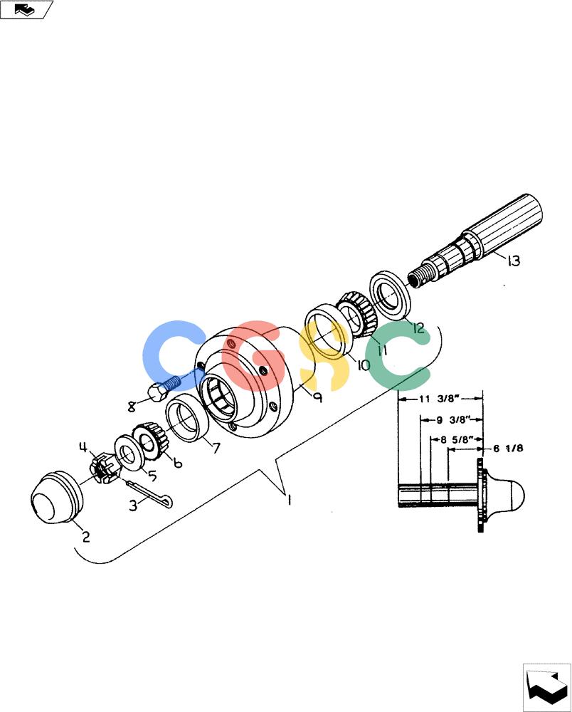 凯斯零件查询(4100 II) - DMI APPLICATOR - 1990 (1/90-12/95) (44.100.02) - 709 HUB & SPINDLE ASSY Case Agriculture